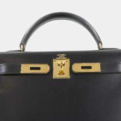 مملوكة مسبقًا Hermes Kelly 28 Shoulder Bag Black Box Calf Leather