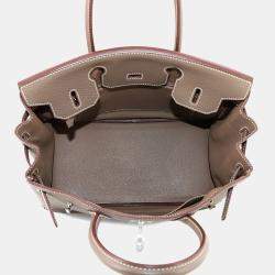 مملوكة مسبقًا Hermes Taurillon Clemence Etoupe Leather Birkin Handbag 30