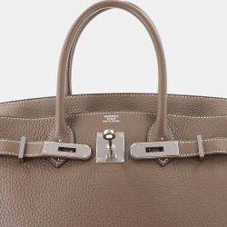 مملوكة مسبقًا Hermes Taurillon Clemence Etoupe Leather Birkin Handbag 30