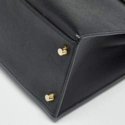 مملوكة مسبقًا Hermes Kelly Sellier 28 Gold Finish Noir Epsom Leather Top Handle Bag