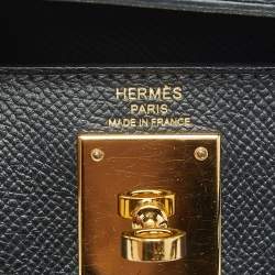 مملوكة مسبقًا Hermes Kelly Sellier 28 Gold Finish Noir Epsom Leather Top Handle Bag