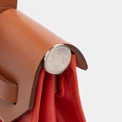 مملوكة مسبقًا Hermes Brown Orange Toile Herbag Zip 31