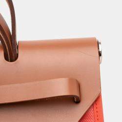 مملوكة مسبقًا Hermes Brown Orange Toile Herbag Zip 31