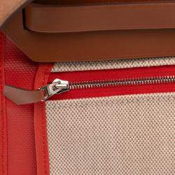 مملوكة مسبقًا Hermes Brown Orange Toile Herbag Zip 31