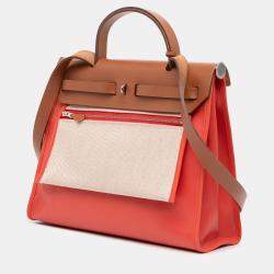 مملوكة مسبقًا Hermes Brown Orange Toile Herbag Zip 31