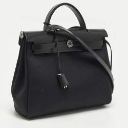 Pre Owned حقيبة هيرمس هيرباج 31 جلد وقماش توال بني فونس