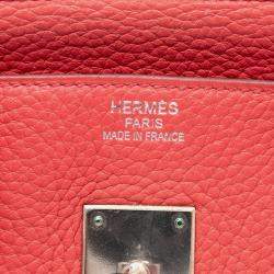 مملوكة مسبقًا Hermes Red Clemence Birkin Retourne 35