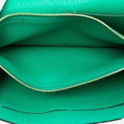 Pre Owned Hermes Green Chevre Mysore Kelly To Go Wallet