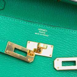 Pre Owned Hermes Green Chevre Mysore Kelly To Go Wallet