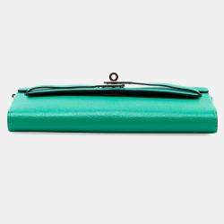 Pre Owned Hermes Green Chevre Mysore Kelly To Go Wallet