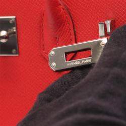 Pre Owned حقيبة هيرمس بيركين 25 جلد إبسوم أحمر توت