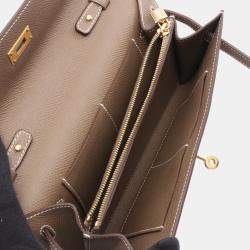 Pre Owned Hermes Kelly To Go Gray Epsom Leather Shoulder Bag