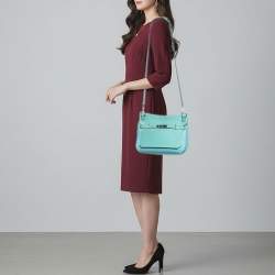 مملوكة مسبقًا Hermès Jypsiere 28 Bleu Atoll Swift and Taurillon Clemence Leather Shoulder Bag