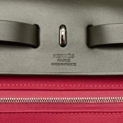 Pre Owned Hermès Herbag Zip 31 Rose Extreme/Khaki Toile and Vache Hunter Top Handle Bag