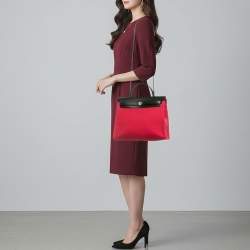 Pre Owned Hermès Herbag Zip 31 Rose Extreme/Khaki Toile and Vache Hunter Top Handle Bag