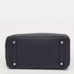 مملوكة مسبقًا Hermès Birkin 30 Palladium Finish Bleu Nuit Togo Leather Tote