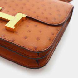 Pre Owned حقيبة هيرمس كونستانس 18 جلد نعامة ذهبي