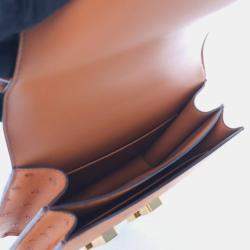 Pre Owned حقيبة هيرمس كونستانس 18 جلد نعامة ذهبي