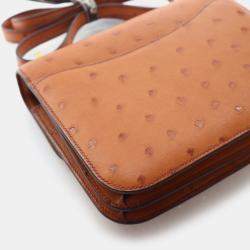 Pre Owned حقيبة هيرمس كونستانس 18 جلد نعامة ذهبي