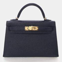 Pre Owned Hermes  Mini Kelly 20 Blue Indigo Epsom Bag