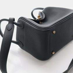 Pre Owned Hermes Mini Lindy 20 Vert Mangrove Clemence Bag 