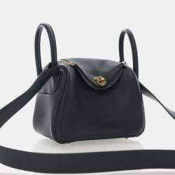 Pre Owned Hermes Mini Lindy 20 Vert Mangrove Clemence Bag 