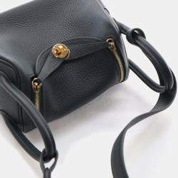 Pre Owned Hermes Mini Lindy 20 Vert Mangrove Clemence Bag 