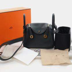 Pre Owned Hermes Mini Lindy 20 Vert Mangrove Clemence Bag 