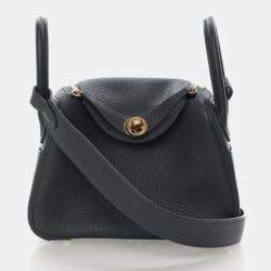 Pre Owned Hermes Mini Lindy 20 Vert Mangrove Clemence Bag 