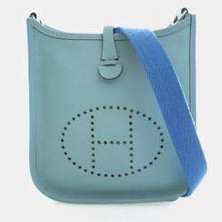 Pre Owned حقيبة هيرمس بيليو أزرق أتشوير إيفلين حجم صغير 16