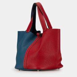 مملوكة مسبقًا Hermes Blue Red Bicolor Clemence Picotin Lock 22