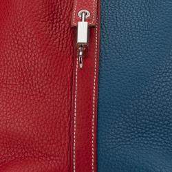 مملوكة مسبقًا Hermes Blue Red Bicolor Clemence Picotin Lock 22