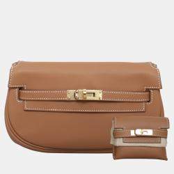 مملوكة مسبقًا هيرمس كيلي مووف جلد عجل ذهبي حقيبة كروس بودي