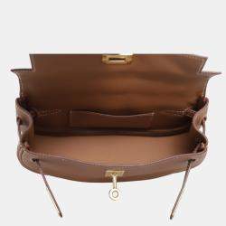 مملوكة مسبقًا هيرمس كيلي مووف جلد عجل ذهبي حقيبة كروس بودي