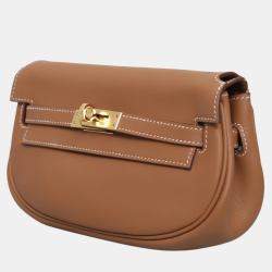 مملوكة مسبقًا هيرمس كيلي مووف جلد عجل ذهبي حقيبة كروس بودي