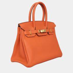 مملوكة مسبقًا Hermes Birkin 30 Orange Leather Bag