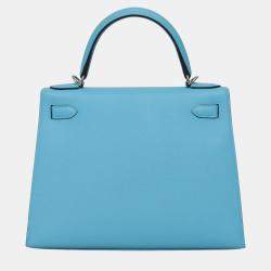 Pre Owned حقيبة هيرمس كيلي 28 سولييه إيبسوم أزرق