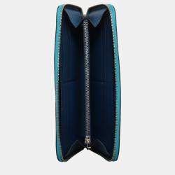 مملوكة مسبقًا محفظة هيرمس إيفلين طويلة بسحاب جلد أزرق