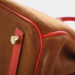 Pre Owned Hermes Brown Orange Swift and Suede Grizzly Touch Birkin Retourne 30