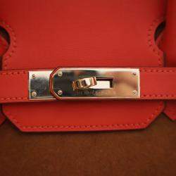 Pre Owned Hermes Brown Orange Swift and Suede Grizzly Touch Birkin Retourne 30