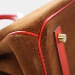 Pre Owned Hermes Brown Orange Swift and Suede Grizzly Touch Birkin Retourne 30