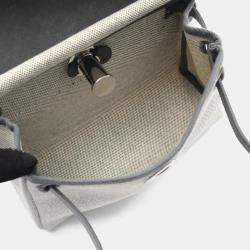 Pre Owned حقيبة هيرمس هيرباغ زيپ ميني كتف قماش و جلد توال إتش فاش هانتر بيج/رمادي أردواز