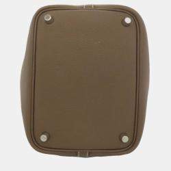 مملوكة مسبقًا Hermes Picotin Lock 18 Etoupe Handbag With Silver Hardware Taurillon