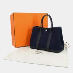 مملوكة مسبقًا هيرمس غاردن بارتي توت بي تي إم جلد تويلي ميلتير أزرق بحري بحجم 