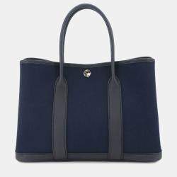 مملوكة مسبقًا هيرمس غاردن بارتي توت بي تي إم جلد تويلي ميلتير أزرق بحري بحجم 