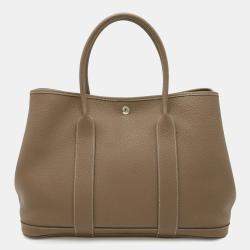 مملوكة مسبقًا Hermes Garden Pm Tote Bag Handbag Negonda Leather Etoupe Greige