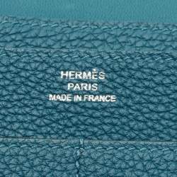 Pre Owned Hermès Dogon Duo Colvert/Bleu Atoll Taurillon Clemence and Swift Leather Wallet