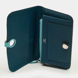Pre Owned Hermès Dogon Duo Colvert/Bleu Atoll Taurillon Clemence and Swift Leather Wallet