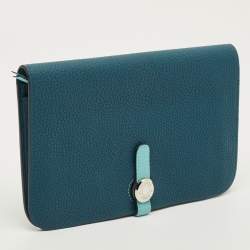 Pre Owned Hermès Dogon Duo Colvert/Bleu Atoll Taurillon Clemence and Swift Leather Wallet