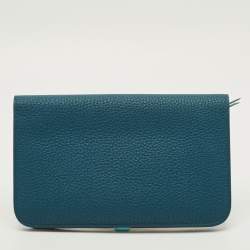 Pre Owned Hermès Dogon Duo Colvert/Bleu Atoll Taurillon Clemence and Swift Leather Wallet